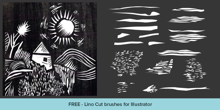Free – Lino Cut brushes for Illustrator – Mels Brushes