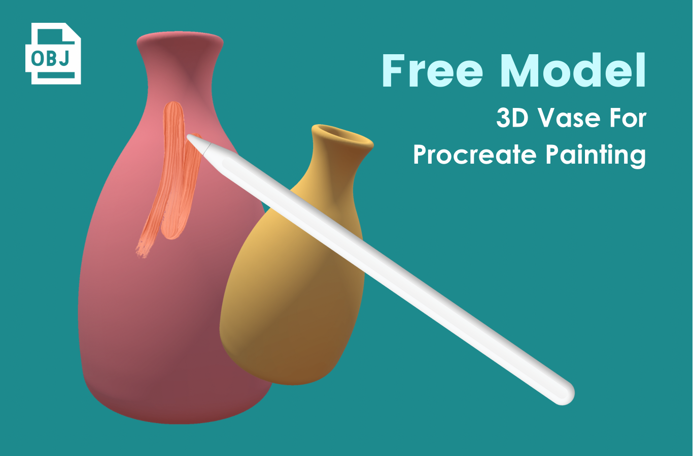 Vase 3d free obj model Procreate painting