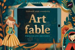 Illustration of Procreate brush set called ArtFable